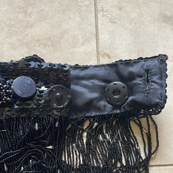 Black Silver Beaded Sequin Belly Oriental Dance Costume Black Green Satin Skirts - Picture 12 of 16